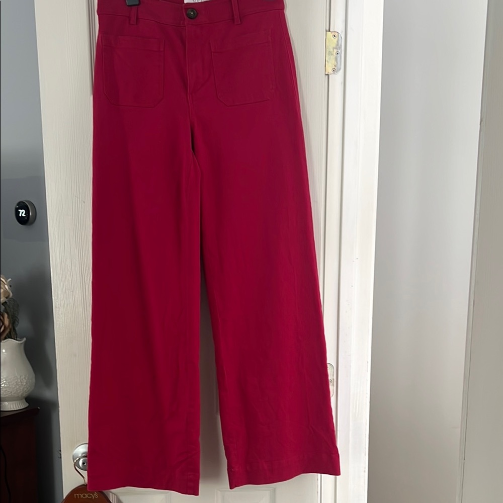 LOFT Red Flare Wide Leg Palmer Pants Vibrant Style